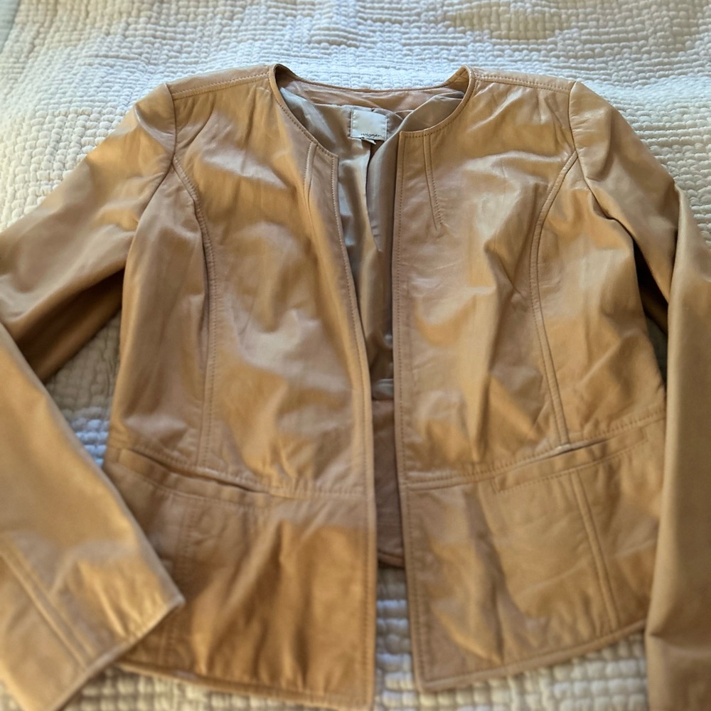 Halogen Women's Tan leather jacket